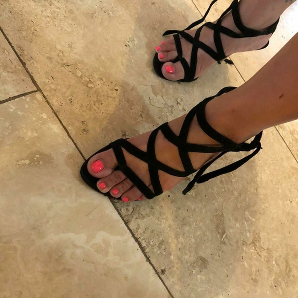 Black suede strap sandals metal heel - Picture 9 of 10